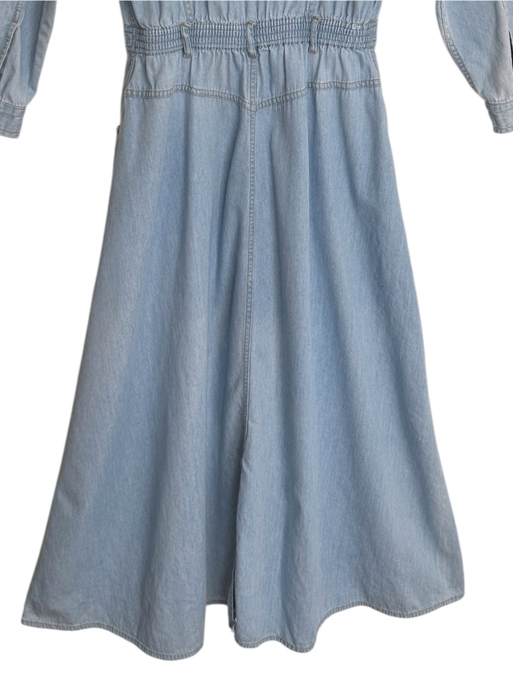 Vintage 90s Lizwear Denim Maxi Shirtdress Size 12P Light Wash Western Cowgirl - Picture 9 of 15